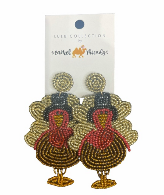 Turkey Pilgrim Seed Bead Earrings