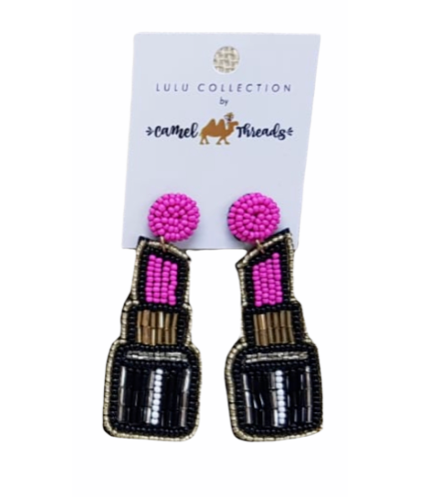 Lipstick Seed Bead Earrings