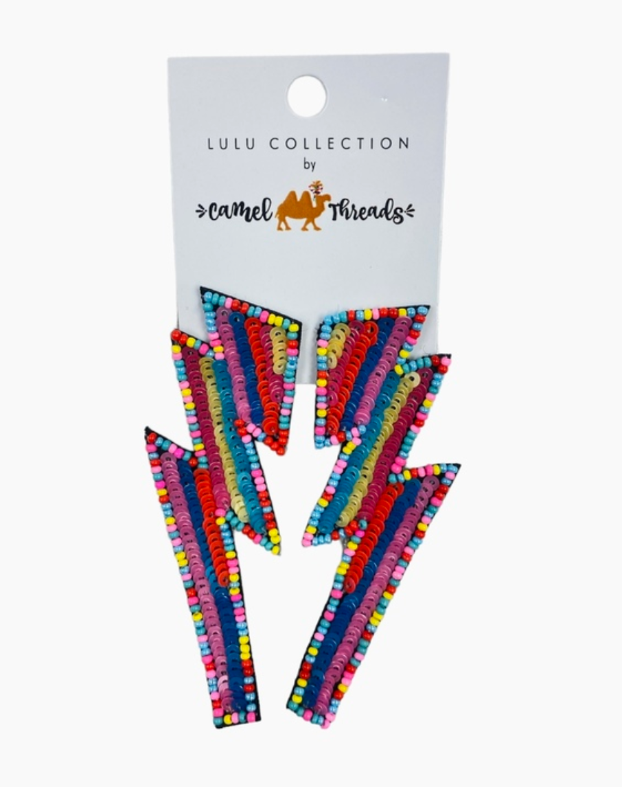 Neon Lightening Seed Bead Earrings