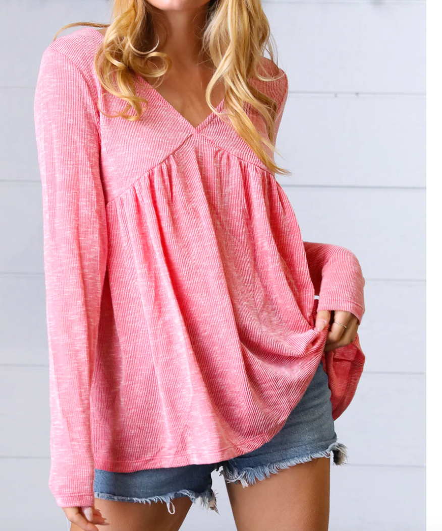 Ribbed Coral Blouse