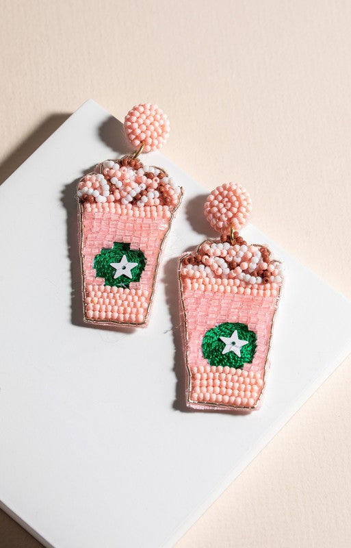 Pink Drink Seed Bead Earrings