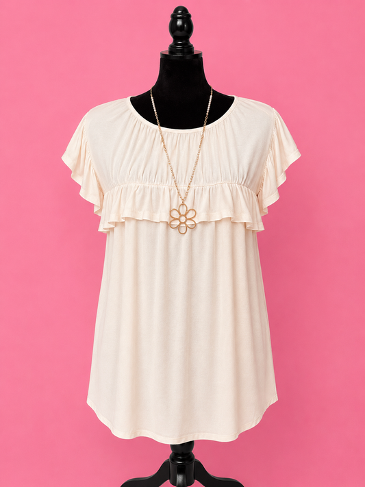 Oatmeal Ruffle Top