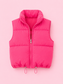 Puffer Crop Vest - Hot Pink