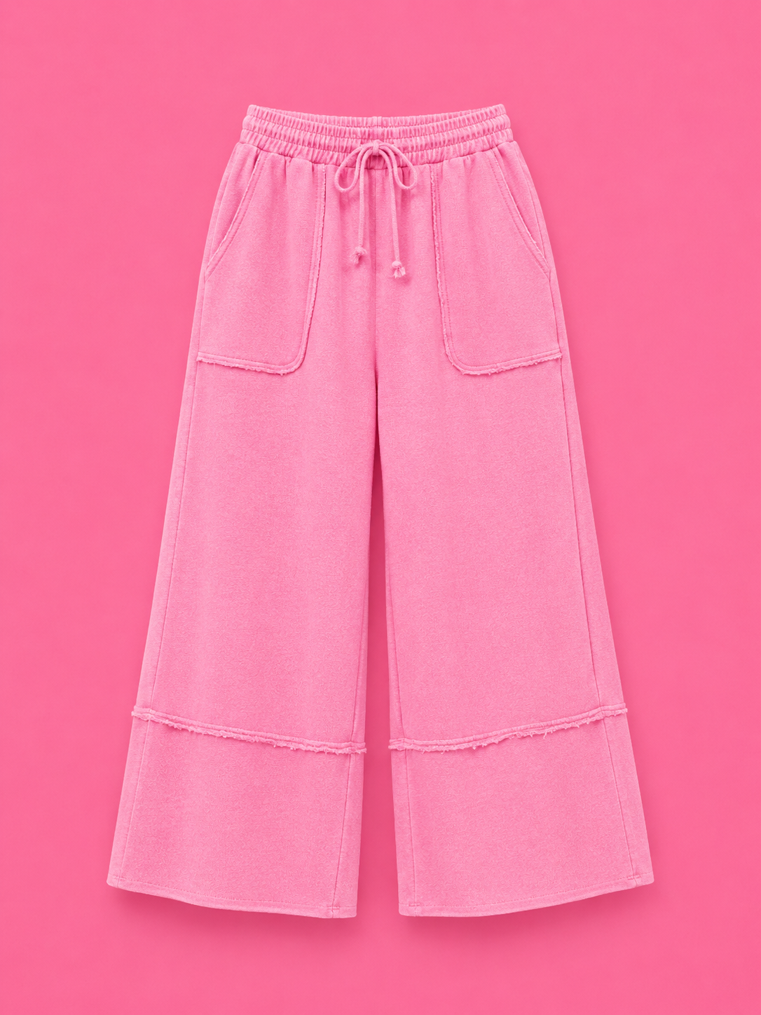Mineral Washed Terry Knit Palazo Pants