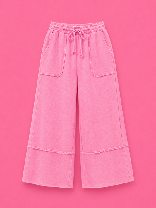 Mineral Washed Terry Knit Palazo Pants