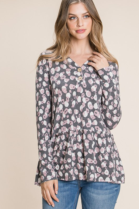 Mauve Cheetah Long Sleeve Top