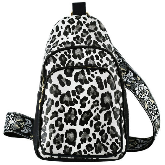 Stylish Sling Crossbody Bag - Leopard