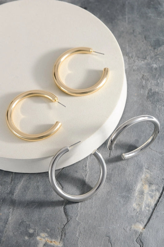 Classic Chunky Hoops - Silver or Gold