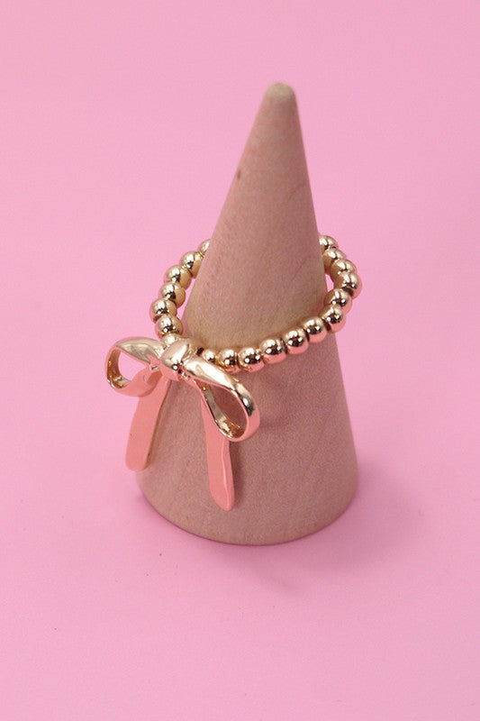 Gold Stretchy Bow Ring