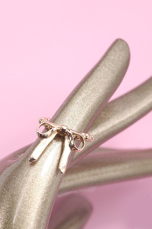 Gold Stretchy Bow Ring