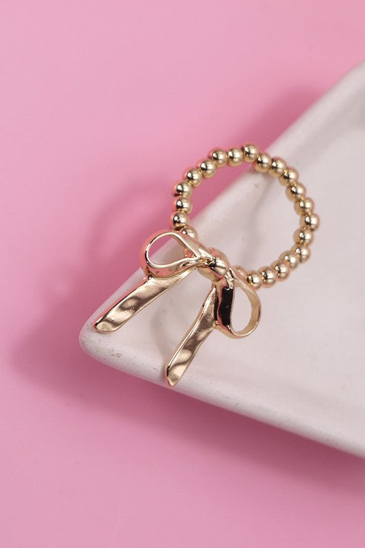 Gold Stretchy Bow Ring