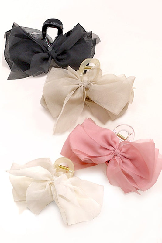 Sheer Bow Ribbon Claw Clips