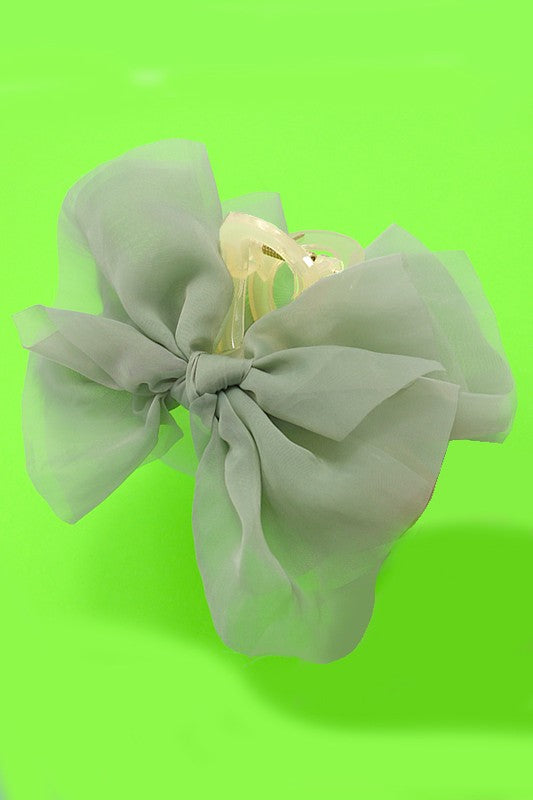 Organza Sheer Bow Claw Clip