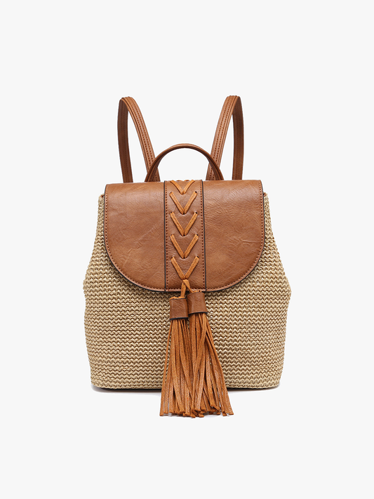 Vegan Leather Straw Backpack - 3 Colors