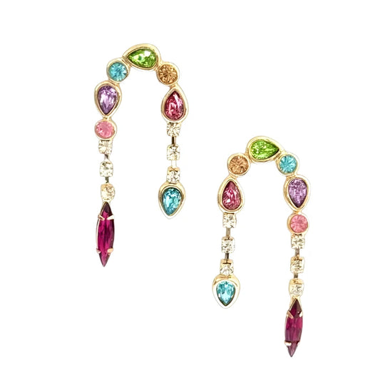 Rhinestone Arch Earrings - Multi