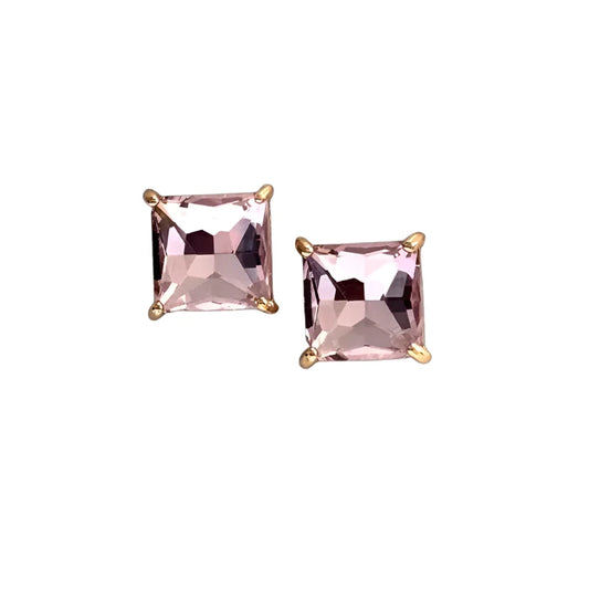 Square Pink AB Earrings