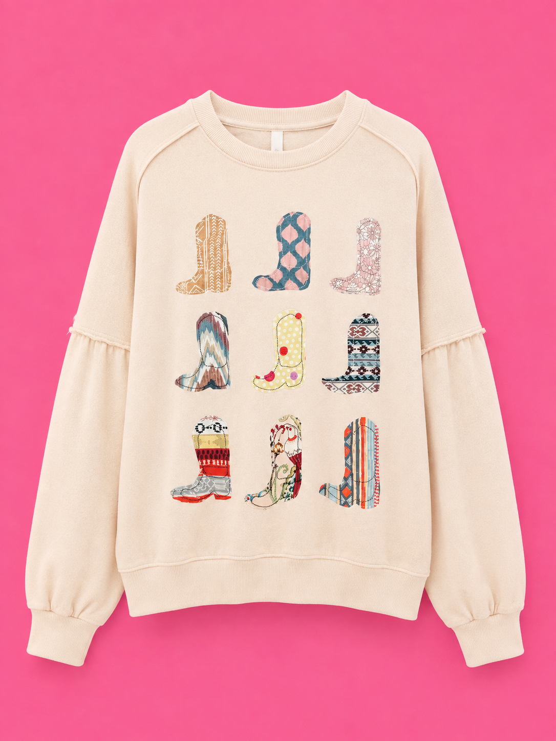 Vintage Boot Sweatshirt- Ivory