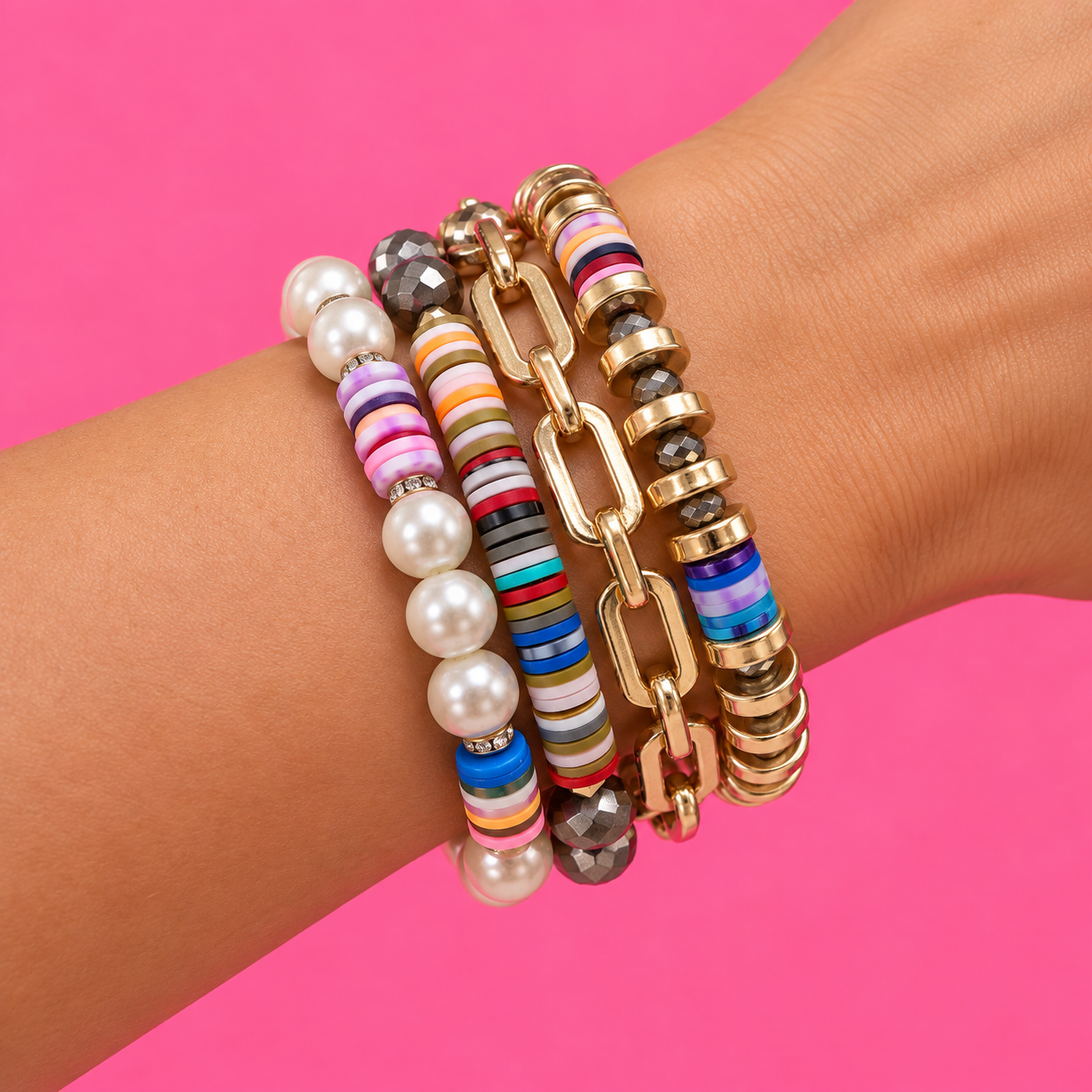 Assorted Hematite Bracelet Stack