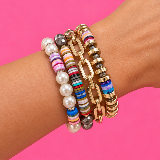 Assorted Hematite Bracelet Stack