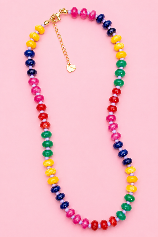Natural Stone Glass Bead Necklace