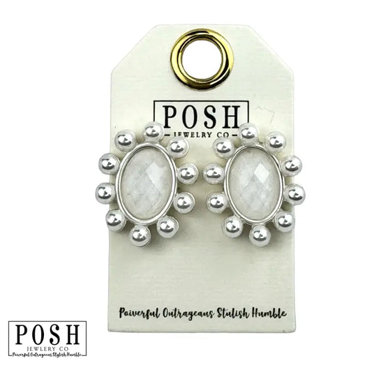 Pearl Accent Earring - Silver