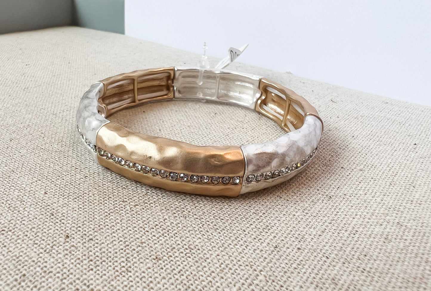 Center of Attention Stretch Bangle - Mixed Metal