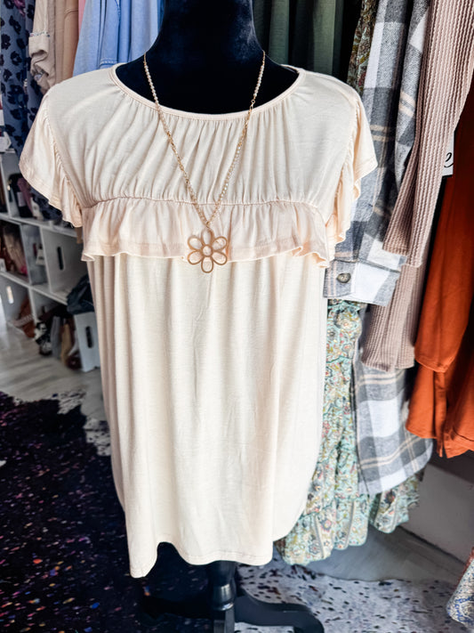 Oatmeal Ruffle Top