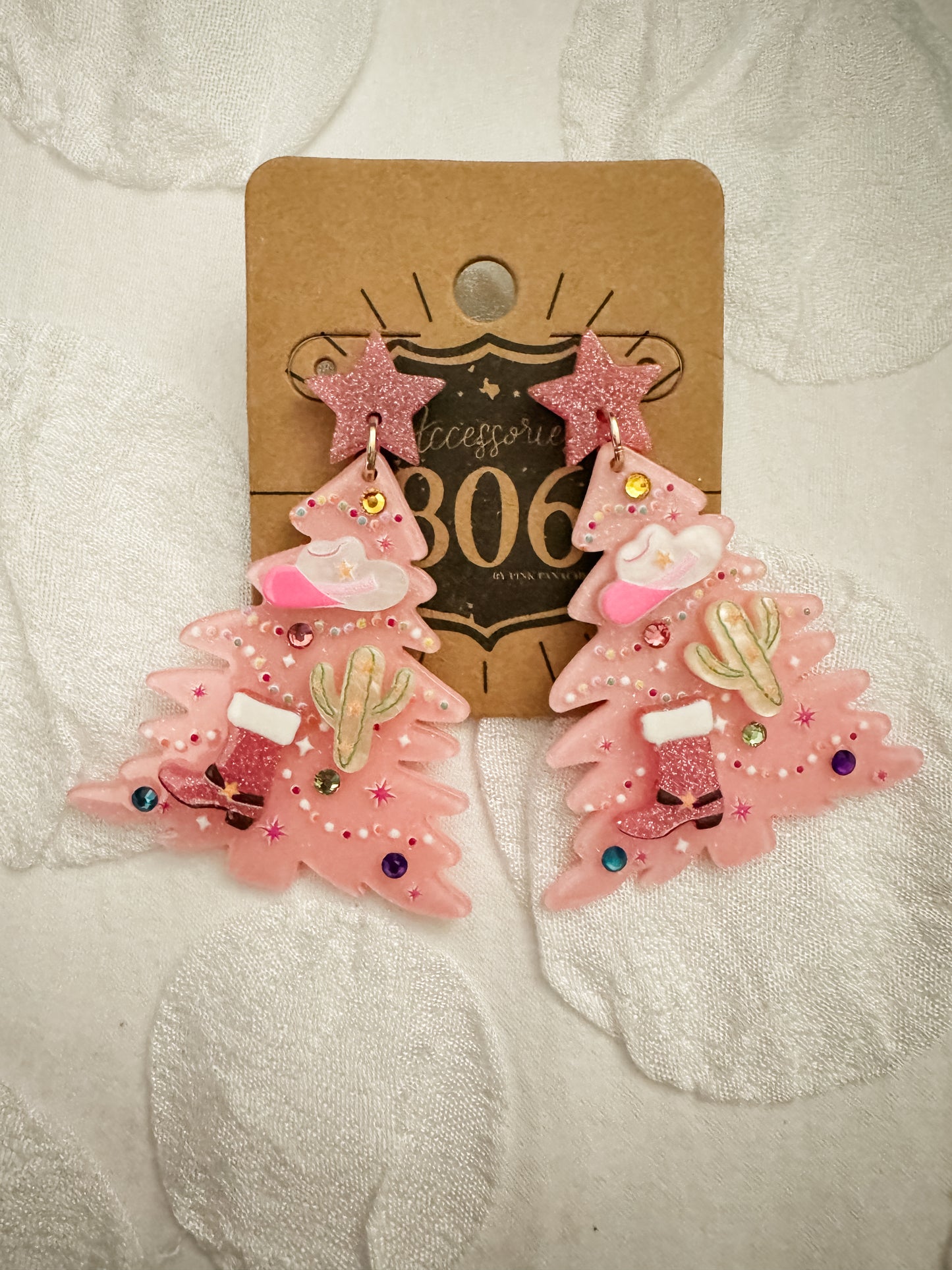 Western Cowgirl Christmas Earrings