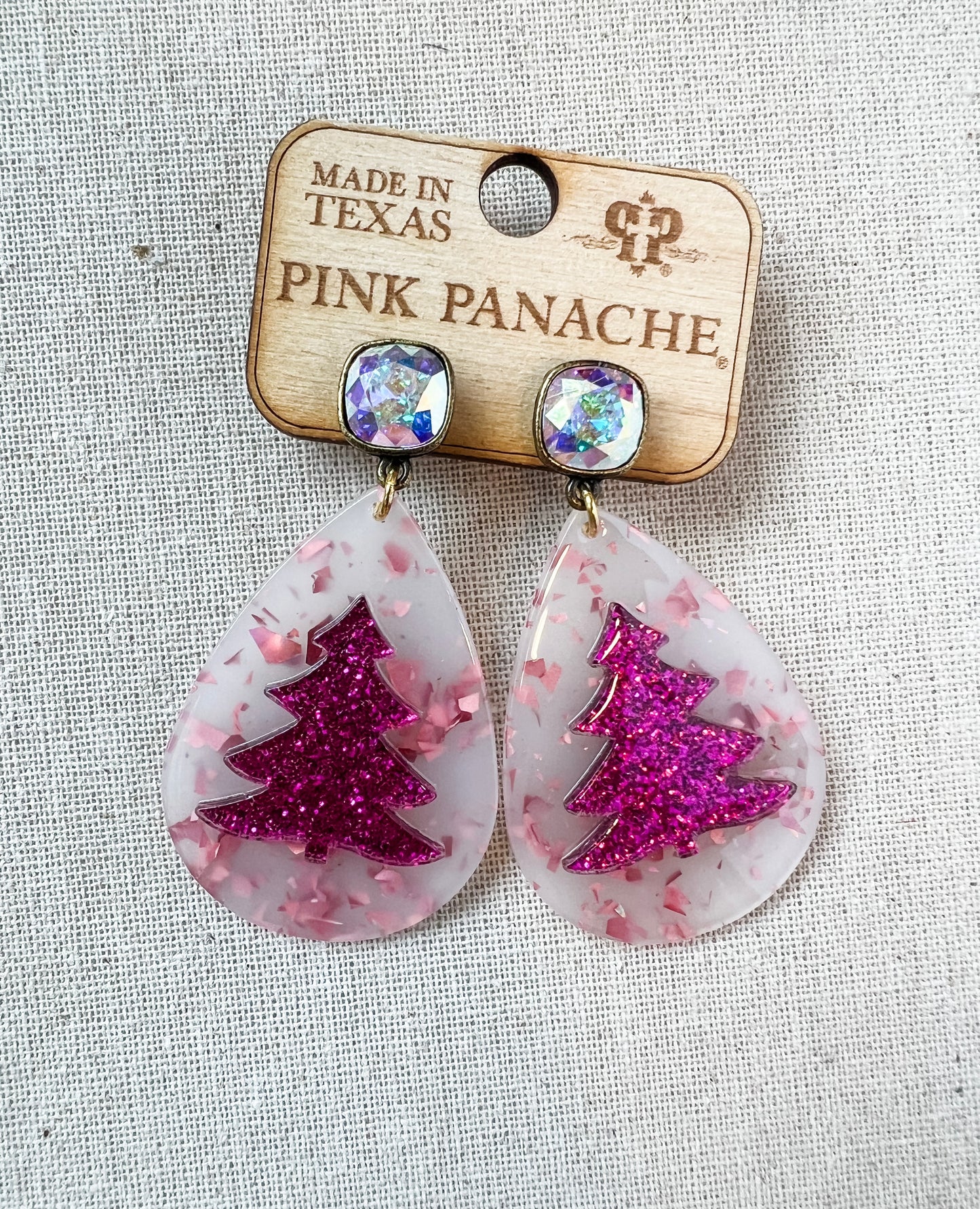 Pink Tree Acrylic Earrings