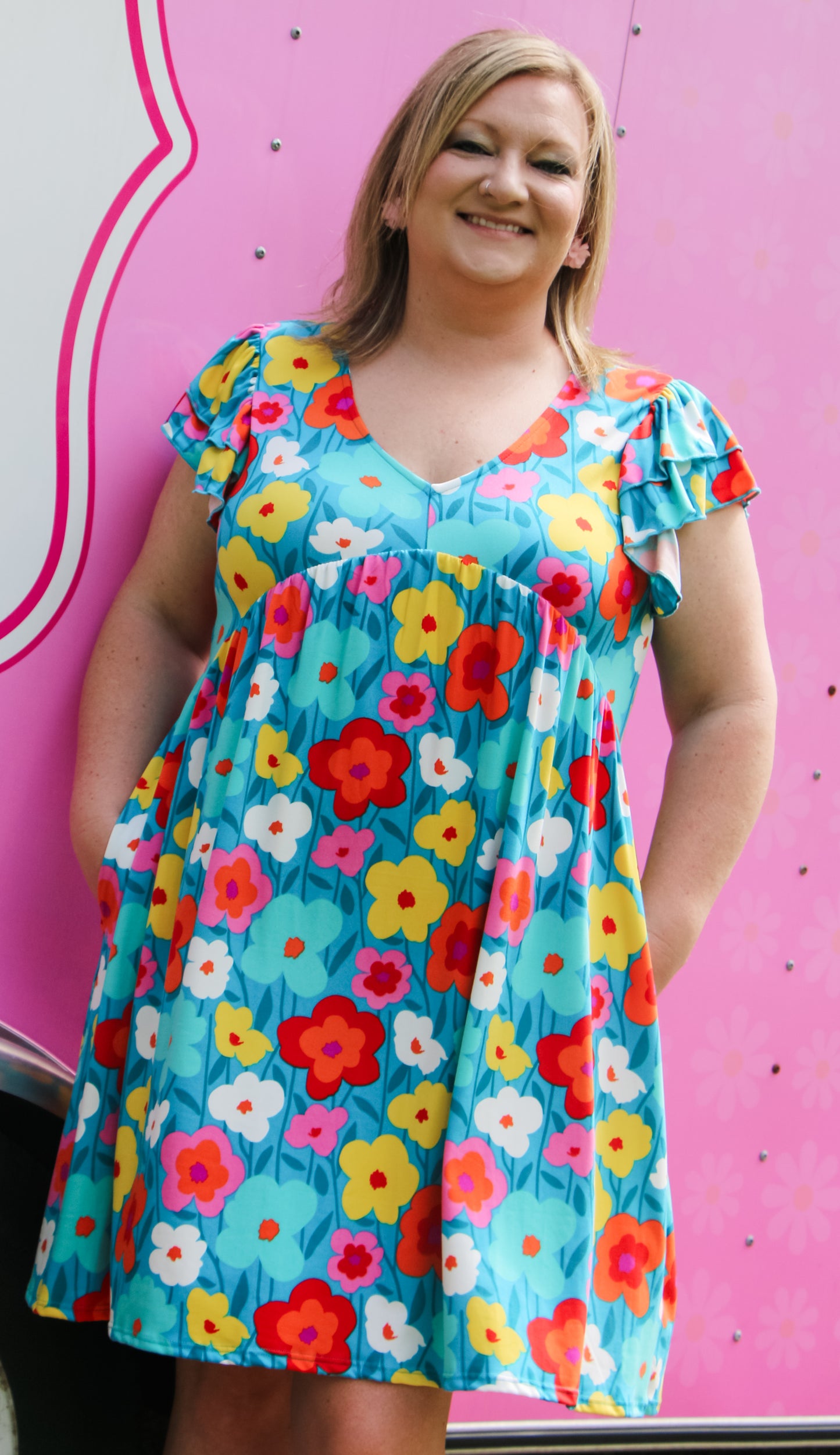 Swimming in Floral Dress