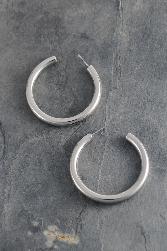 Classic Chunky Hoops - Silver or Gold