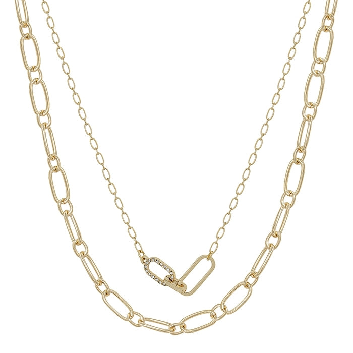 Double chain link necklace - gold