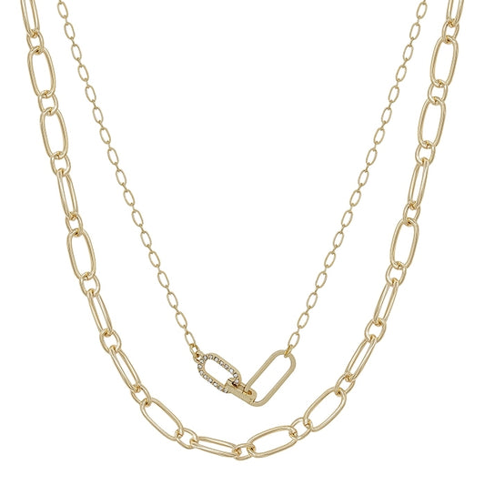 Double chain link necklace - gold