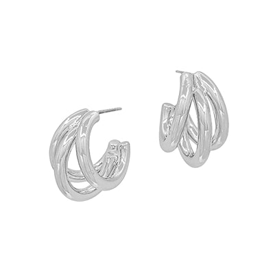 3 Layered Silver Earrings