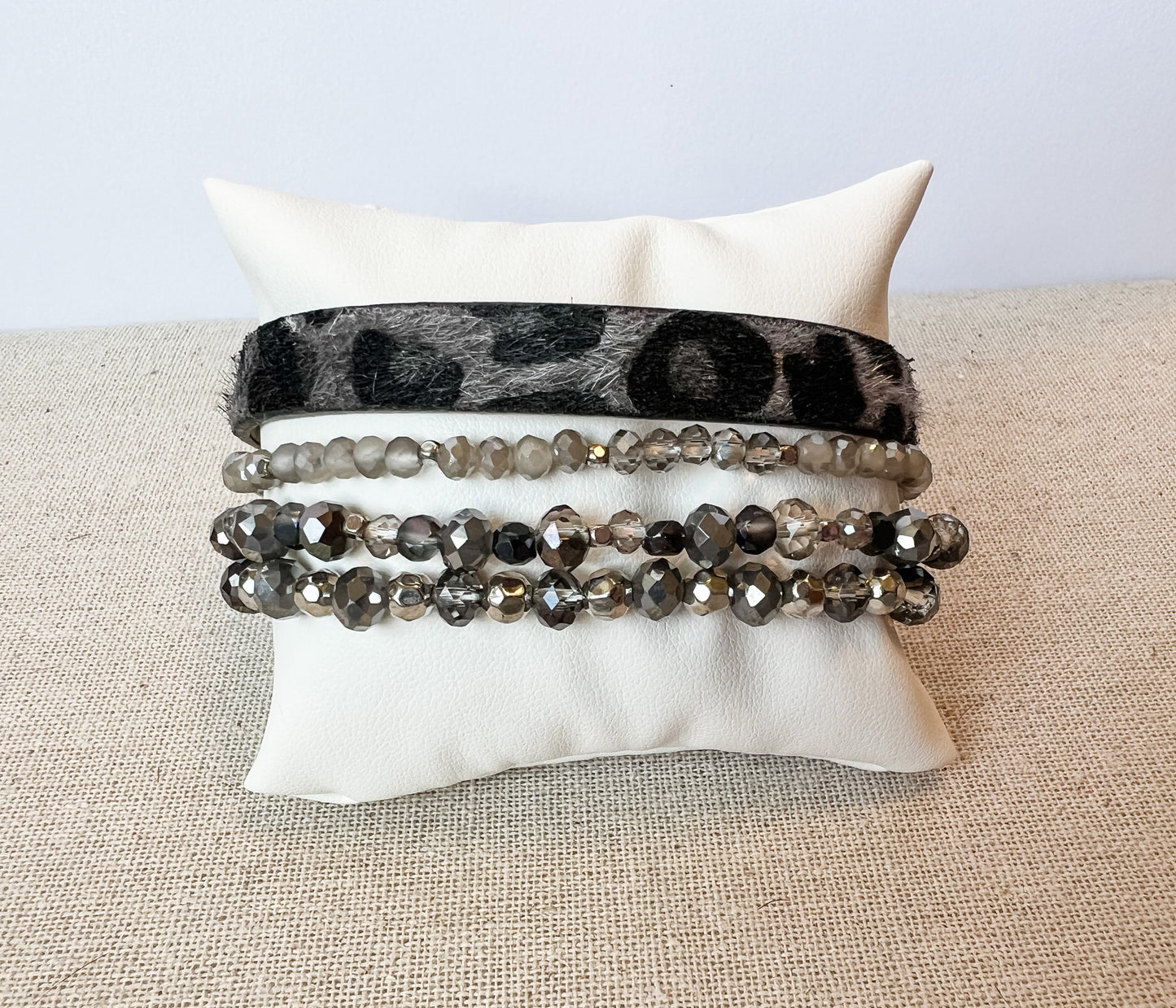 Grey Cheetah Bracelt Set