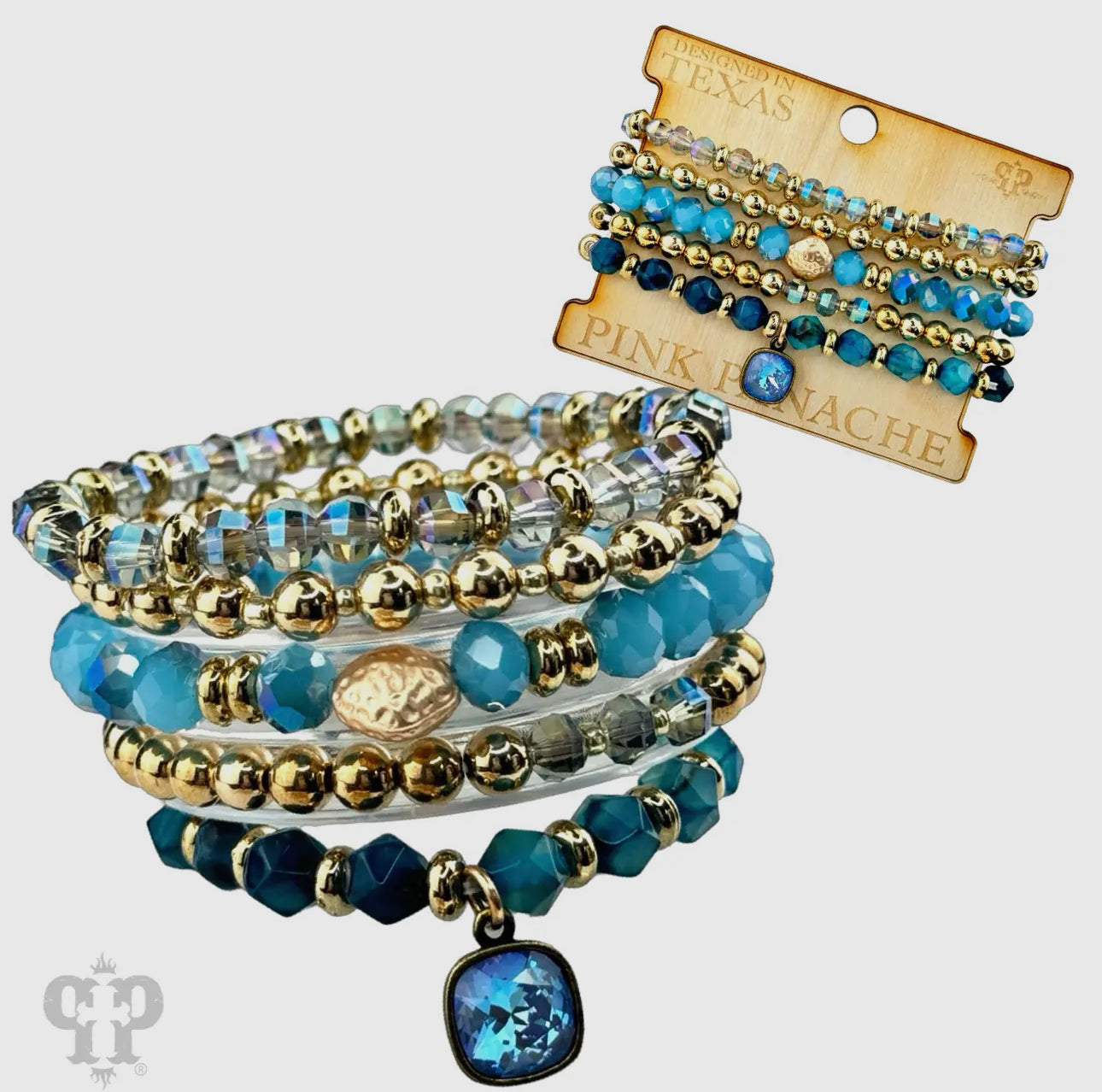 Blue Crystal Drop Bracelet Set