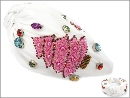White Christmas Seed Bead Headband