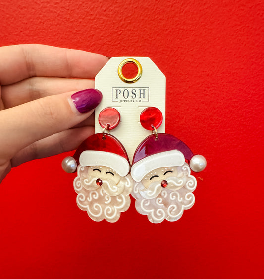 Santa Earrings Red