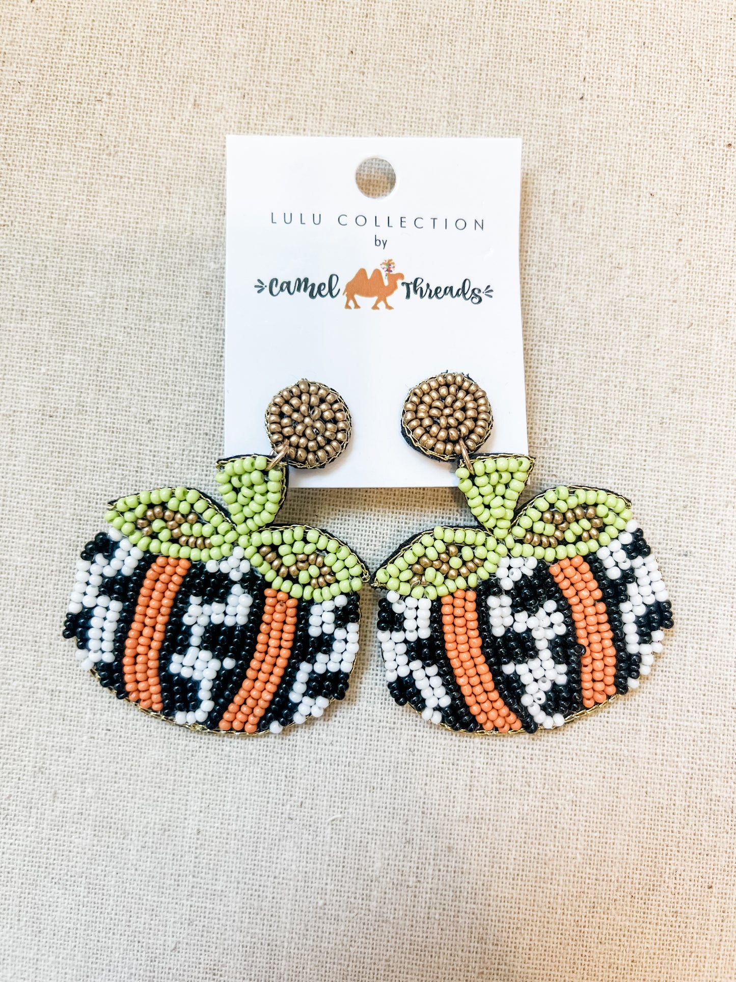 Cheetah Pumpkin Seed Bead Earrings