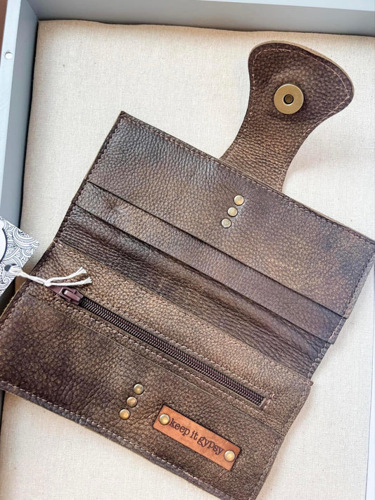 White Leather Snap Wallet