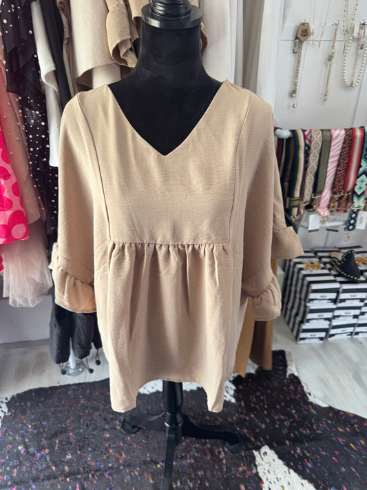 Taupe Babydoll Top