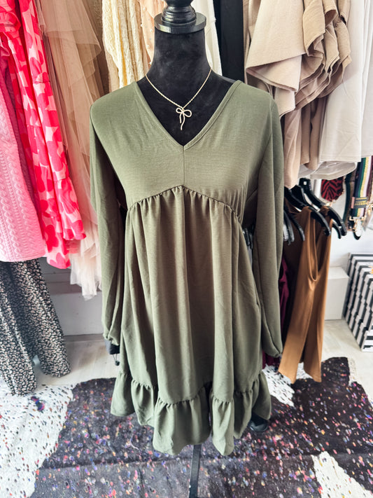 Olive Babydoll Dress