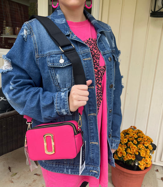 Hot Pink Link Crossbody Purse