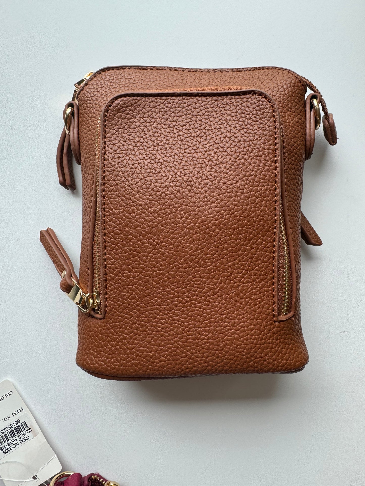 3 Zipper Crossbody - Cognac