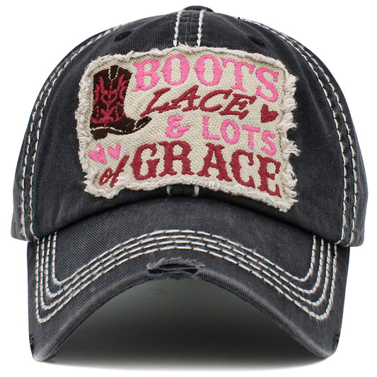 Boots & Lace Hat - Black