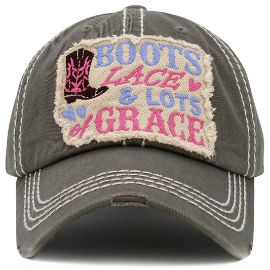 Boots & Lace Hat - Grey