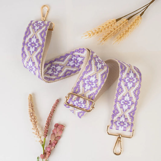 Purple Embroidered Crossbody Strap