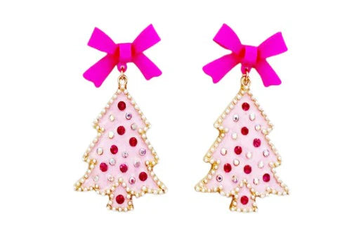 2" Pink Tree Earrings