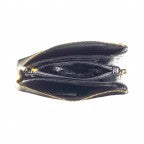 Black Ostrich 5 Compartment Crossbody Wristlet