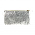 Silver Ostrich 5 Compartment Crossbody Wristlet